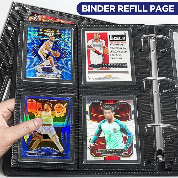 Top Loader Sleeves 4-Pocket Trading Card Storage Refill Binder Pages – 25 Pack