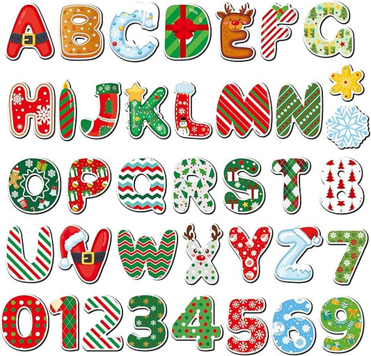 Large Size Cute Fridge Magnets for Toddlers, Preschool Spelling Learning Education Refrigerador Magnetic Toy (Christmas Numbers 38pcs)