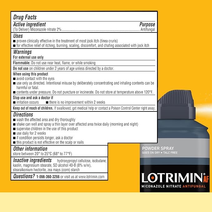Lotrimin AF Jock Itch Powder Spray, Miconazole Nitrate 2% - Treatment of Most Itch, 4.6 Ounces (133 Grams) Spray Can (Pack 3)