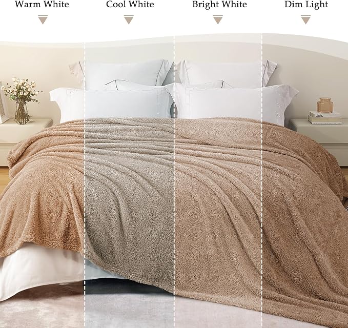 Exclusivo Mezcla Fleece Bed Blankets King Size for Bed, 90" x 104" | Super Soft and Cozy Fluffy Blanket for Women, Lightweight and Fuzzy Large Blanket for Bedroom , All Season, Camel