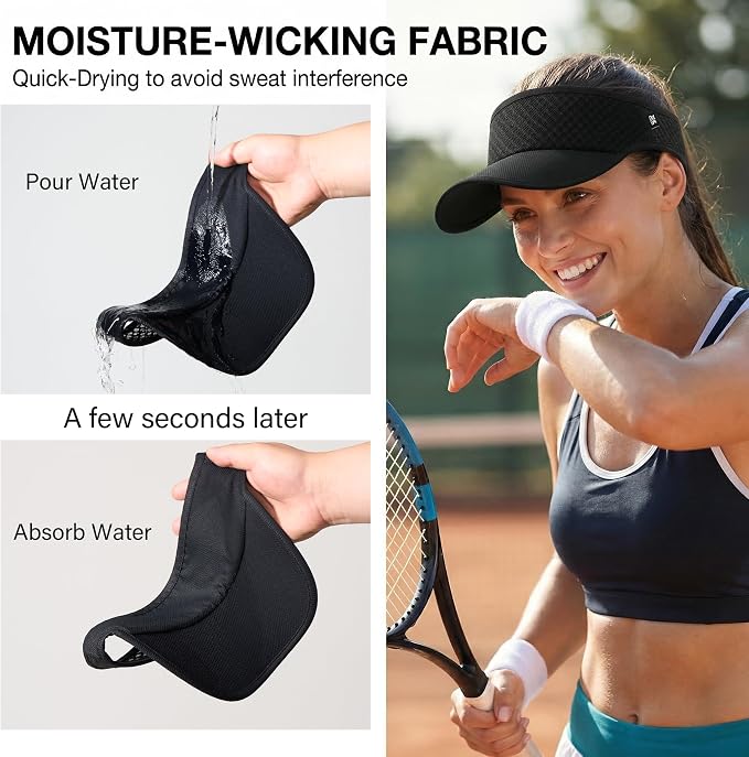 LONGLONG Sports Sun Visor Hat with Non-Slip Toggle Breathable for Women Men | Adjustable Quick Dry Moisture-Wicking Soft Lightweight Mesh Sun Protection Cap Golf Tennis Pickleball Running Garden Hiking