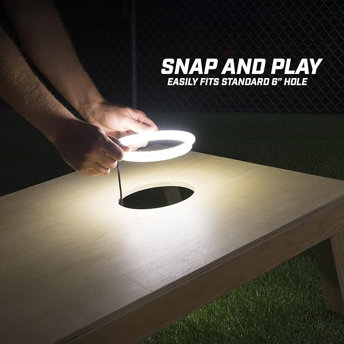 GoSports Cornhole Light Up LED Ring Kit 2pc Set - Red, White or Blue - Compatible with All Cornhole Games