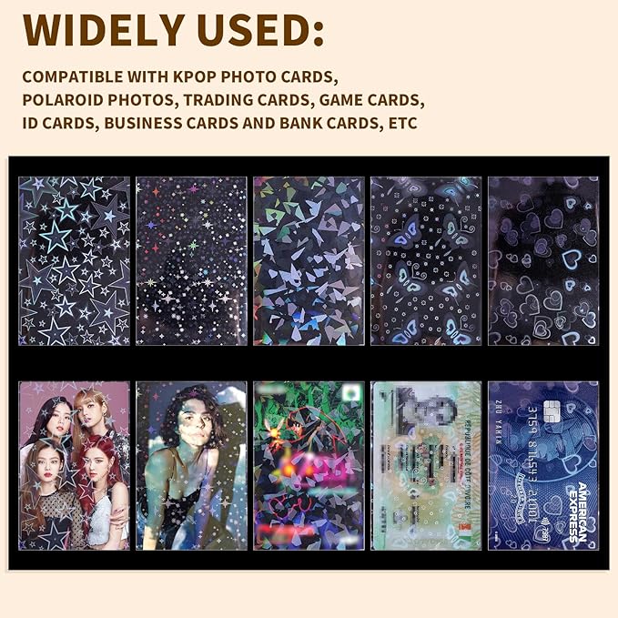 400 Pcs Kpop Photocard Sleeves 58×89mm Laser Flashing Photo Card Sleeves PVC Free & Acid Free Photocards Holder for Kpop Albums Photo Cards
