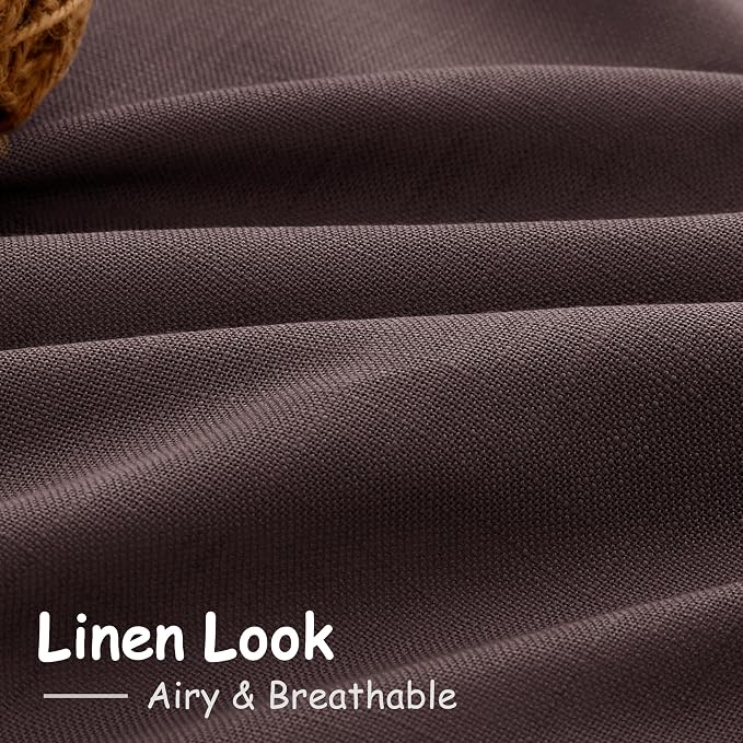 Extra Long Curtains 102 Inches Long for Bedroom Living Room Coffee Brown Back Tab Rod Pocket Light Filtering Semi Sheer Drapes Cotton Linen Textured 102 Inch Length for Dinning Room,2 Panels