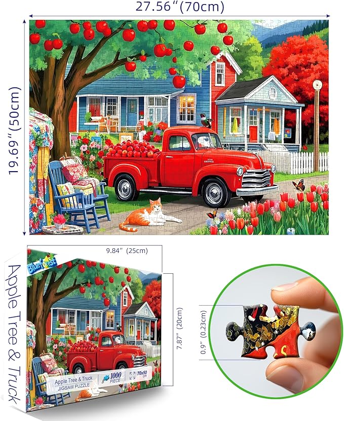 Spring Countryside 1000 Piece Puzzle for Adults Clearance, Fun Puzzles for Adults with HD Print & Poster, 27.5" X 19.7" Dust Free, for Gifts Christmas Family Games