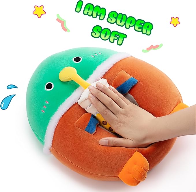 Original 13.5-inch Duck Pillow Stuffed Animal Toy Plush,Big Size Soft Cute Fat Cuddle Huggable Plushie Toys,Gift for Kids Family Girls Boys