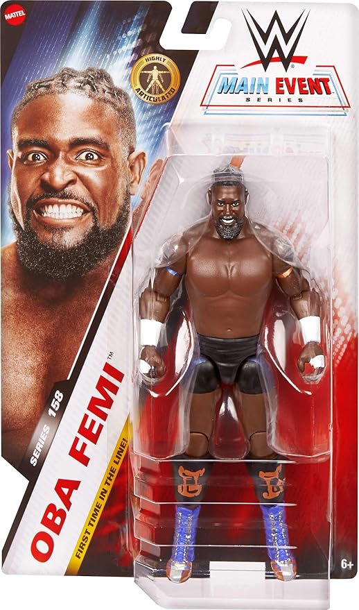 Mattel WWE Oba Femi Action Figure, Main Event Series #158, 6-inch Collectible Superstar with 14 Articulation Points & Life-Like Look