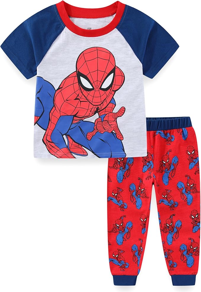 Marvel Spider-Man Boys Short Sleeve T-Shirt and Jogger Pants Set for Toddlers and Big Kids – Blue/Red/Grey