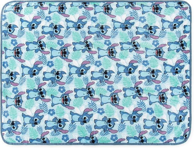 Jay Franco Kids 3 Gift Set – 12" Shaped Character Pillow, 12" Decorative Pillow & 40" x 50" Throw Blanket, Ultra-Soft Plush Bedding, Couch Décor & Holiday Travel Set, Blue - Stitch