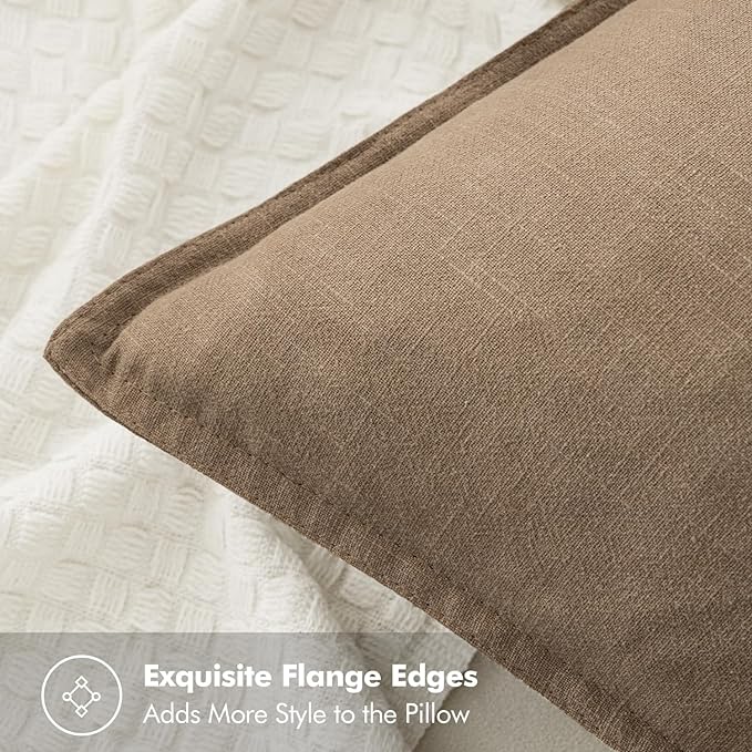 MIULEE Decorative Linen Lumbar Pillow Cover 12x20 Inch Khaki | Fall Autumn Boho Farmhouse Couch Long Throw Pillow for Bed, Pack of 1 Accent Modern Pillowcase, Sofa Livingroom Home Decor