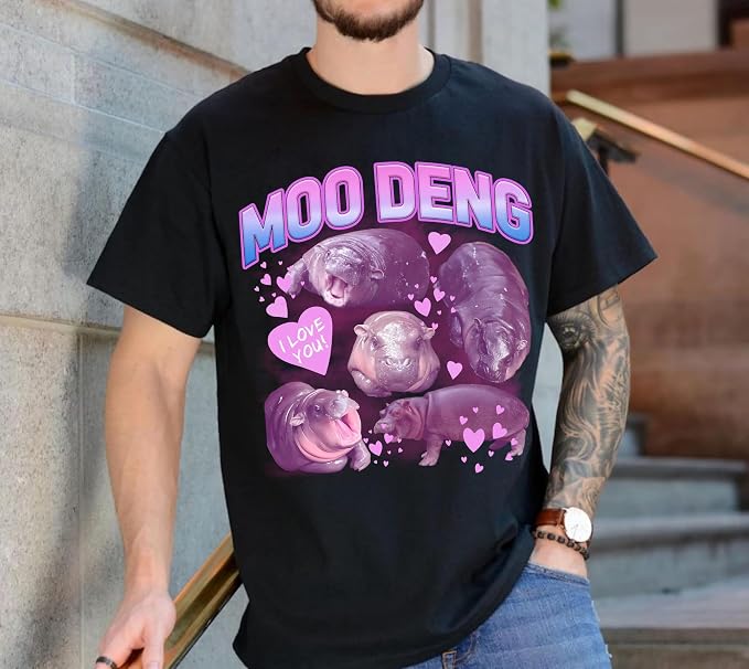 YOUNG GREEN Moo Deng Cute Sweatshirt Moo Deng Bouncy Pig T-Shirt The Cute Baby Hippo Sweatshirt Gift For Womens