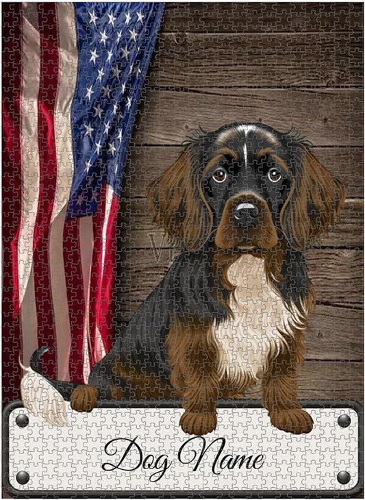 Custom Wooden Jigsaw Puzzles with Your Dog's Name on Small Munsterlander Art Print - 300 500 1000PCS Puzzles Game and Home Wall Decor