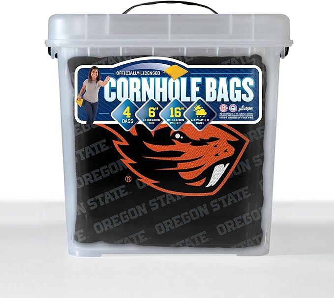 YouTheFan Officially-Licensed NCAA Set of 4 Cornhole Bags - All Weather Regulation 6” x 6” Size - 16oz Weight - Designed in USA