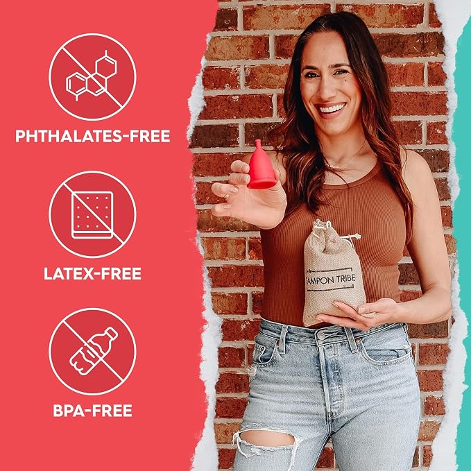 Tampon Tribe Organic Menstrual Cup for Women | Vegan Period Cup | 100% Free of Silicone, Toxins, & Chemicals - Crafted from Medical-Grade TPE | Patented Leak-Free Technology (30mL Capacity)