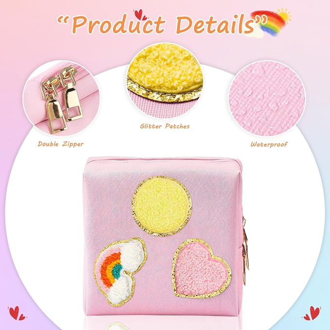 2 Pack Period Bag, PU Leather Sanitary Napkin Storage Bag for Feminine Pads Liners Tampons and Reusable Pads,Functional Sanitary Pads Pouches First Period Kit for Women Ladies Gift
