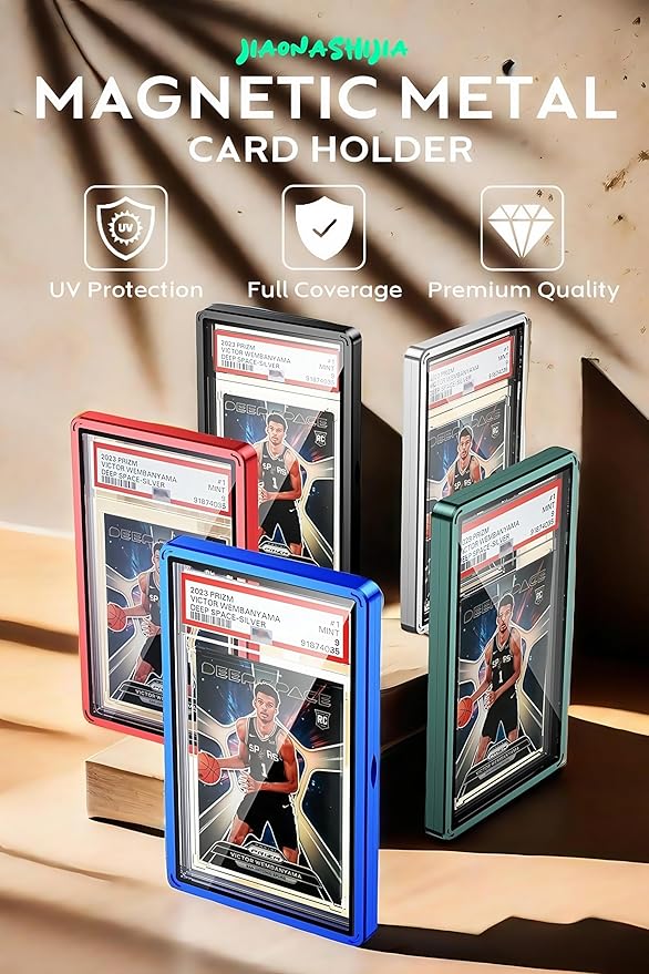 UV-Resistant Magnetic Metal Slab Case for 35pt PSA, BGS, CGC Graded Cards. High Alumina Glass, Multi-Point Magnetic Lock, Durable Metal Frame, Stackable Design. Orange