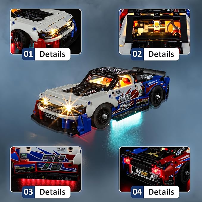 LED Light Kit for Lego 42153 Technic NASCAR Next Gen Chevrolet Camaro ZL1 Set, Compatible with Lego 42153 Building Blocks Model(Not Include Blocks Set)
