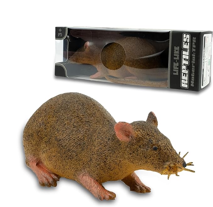 Reptile Toy with Mouse, Soft Rubber Squishy Toy, TPR Super Stretch Animal Toys for Kids, Perfect for Gifts, Party Favors, and School Projects (Mouse)