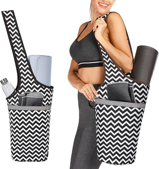 Ewedoos Canvas Yoga Mat Bag Fits Most Mats Yoga Bag with Large Storage Pockets to Hold More Accessories Ideal for Pilates Workout Gifts & Travel