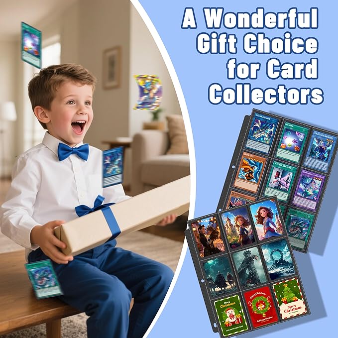 450 Pockets Trading Card Sleeves Binder, Baseball Card Binder Sleeves fit for Game Cards, Standard Size Sports Card, 3 Ring Binder Card Holder Protector