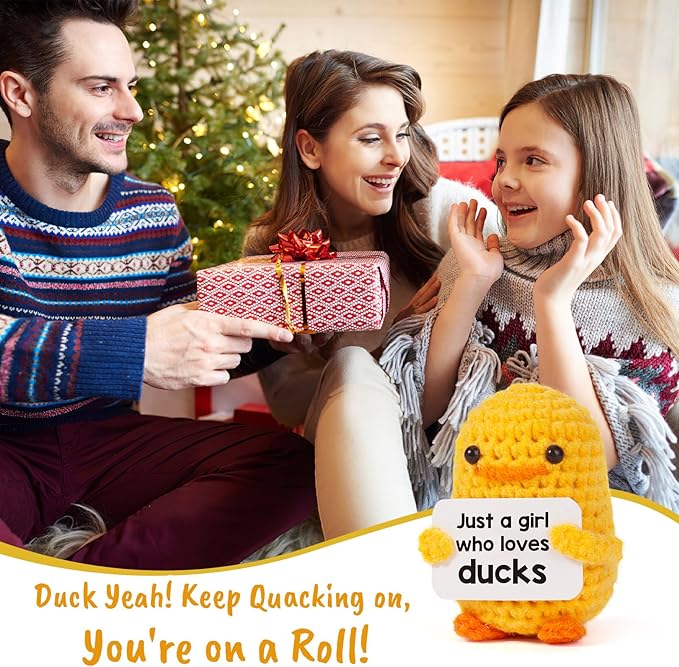MBL Positive Duck for Girl Gifts - Funny Emotional Uplifting Support Inspirational Knitted Ducks Animal Stuff for Women Duck Lovers Birthday Christmas Stocking Stuffers Xmas Holiday Potato Pickle