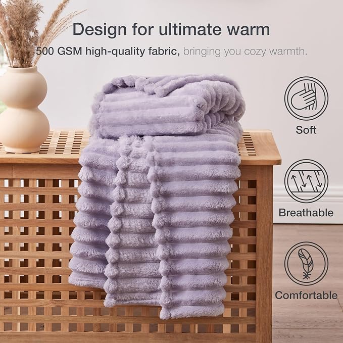 EXQ Home Gentle Soft Fleece Blanket Full Size– Cozy Lightweight Blanket for Couch Bed – All-Season Warm Fuzzy Flannel Blanket for Women Mom Her – Gifts for Birthday(84"x90",Light Purple)