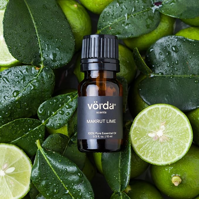 Vorda Thailand Makrut Lime Single Note Essential Oil for Skin Use Massage Oil - Aromatherapy Essential Oil for Diffusers - 100% Natural for Candle Making 1/3 fl. oz.