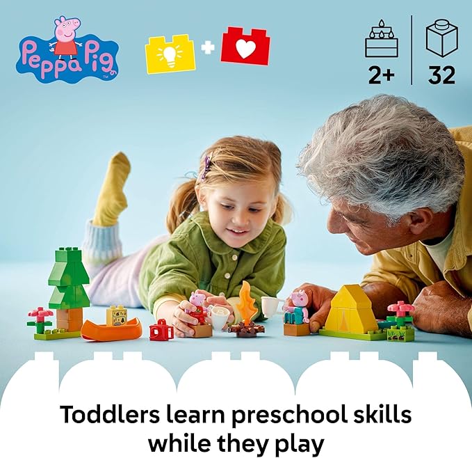 LEGO DUPLO Peppa Pig Camping Trip Toddler Learning Toy - Sensory Toy for Creative and Developmental Play - Fun Birthday Gift for Peppa Pig Fans, Kids, Girls, Boys, Ages 2+ - 10452