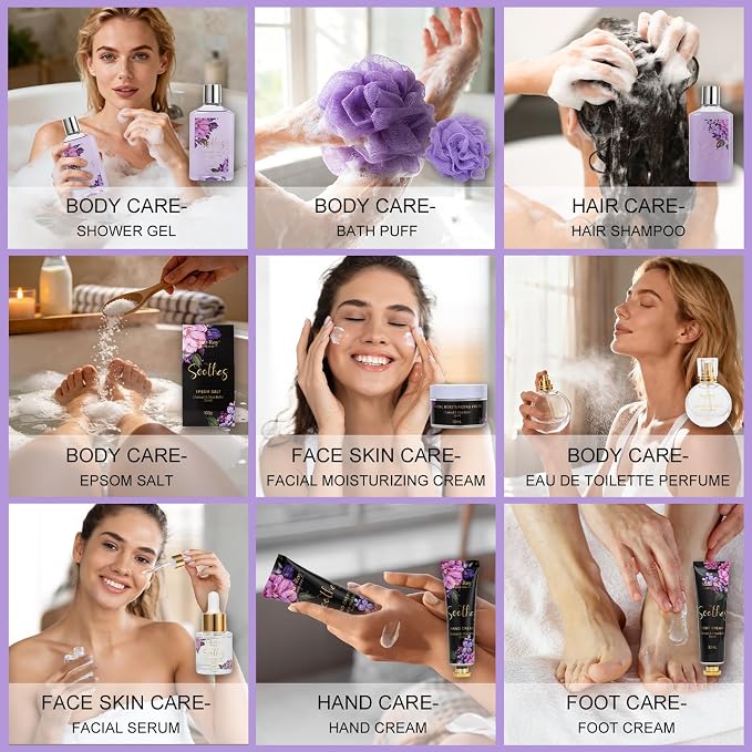 26 Pcs Spa Bath and Body Gift Basket, CHARCOAL SHEA BUTTER Spa Kit Gift Set | Bath & Body Gift Makeup Organizer, Spa Gift Basket, Face Skin Care Kit, Lip Self-Care, beauty kit Serum, Birthday, Christmas