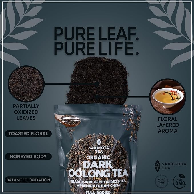 Oolong Tea Loose Leaf 4.4 oz – Premium Chinese Oolong Tea Leaves – Smooth Floral Toasted Flavor – Bulk Loose Leaf – Naturally Caffeinated