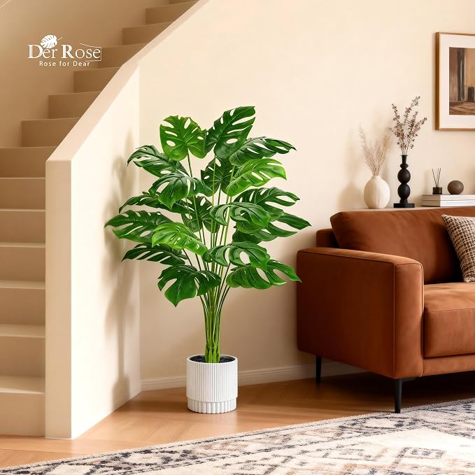 Der Rose 44" Tall Fake Monstera Tree Artificial Faux Plant for Home Living Room Porch Balcony Indoor Outdoor Decor