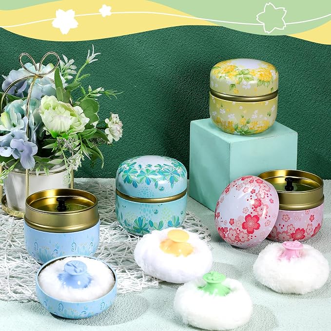 Zopeal Powder Case Puff Kit Powder Puff Case for Body Cosmetic Container Dusting Soft for Baby and Women Travel Home Face Body Box(8 Pcs)