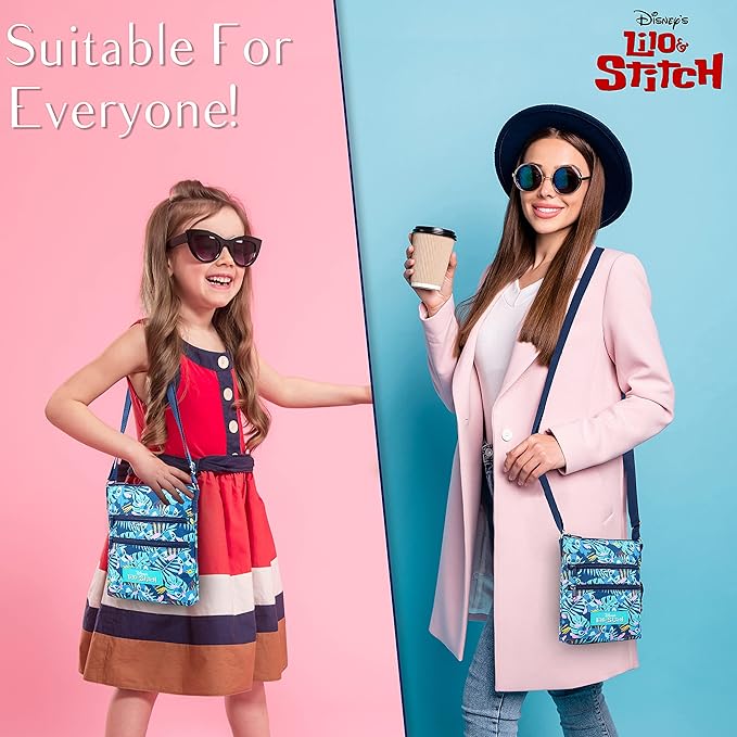 Disney Stitch Girls Purse Cross Body Bag for Kids Teens Women Shoulder Bag with Adjustable Strap Fashion Handbag Stitch Gifts (Dark Blue, Stitch)
