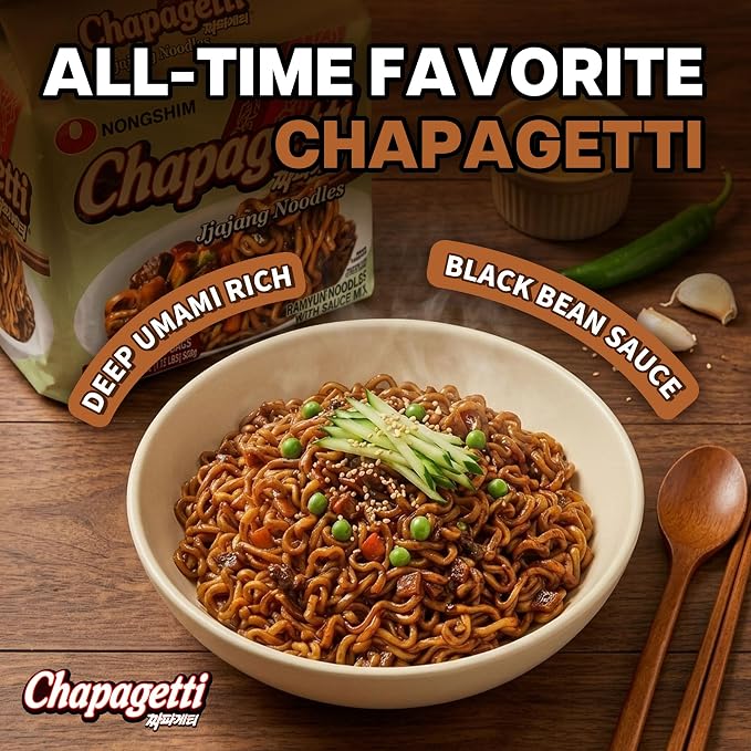 Nongshim Shin Ramyun, Shin Black, Neoguri, Chapagetti Korean Ramen, 16 Pack | Korean ramen variety pack with spicy beef, beef-bone, seafood and roasted black bean profiles