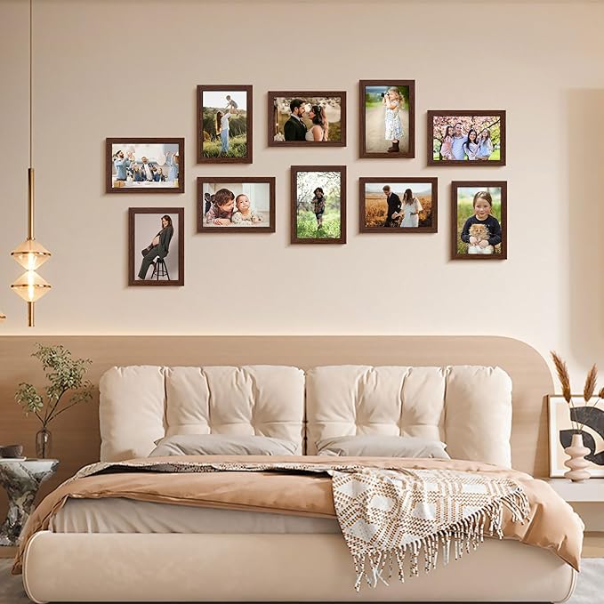 4x6 Picture Frame Set of 2, Photo Frame 4x6 with HD Plexiglass, Brown Picture Frames Collage for Tabletop or Wall Display