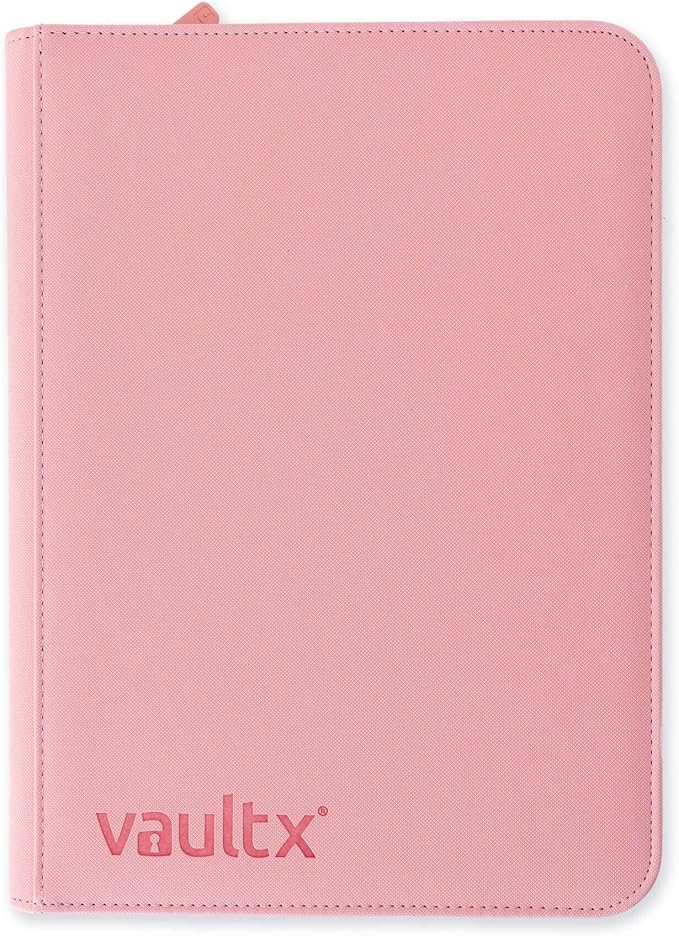 Vault X 9 Pocket Zip Binder, 360 Cards, Exo-Tec Material, 20 Side-Loading Pages (Pink)