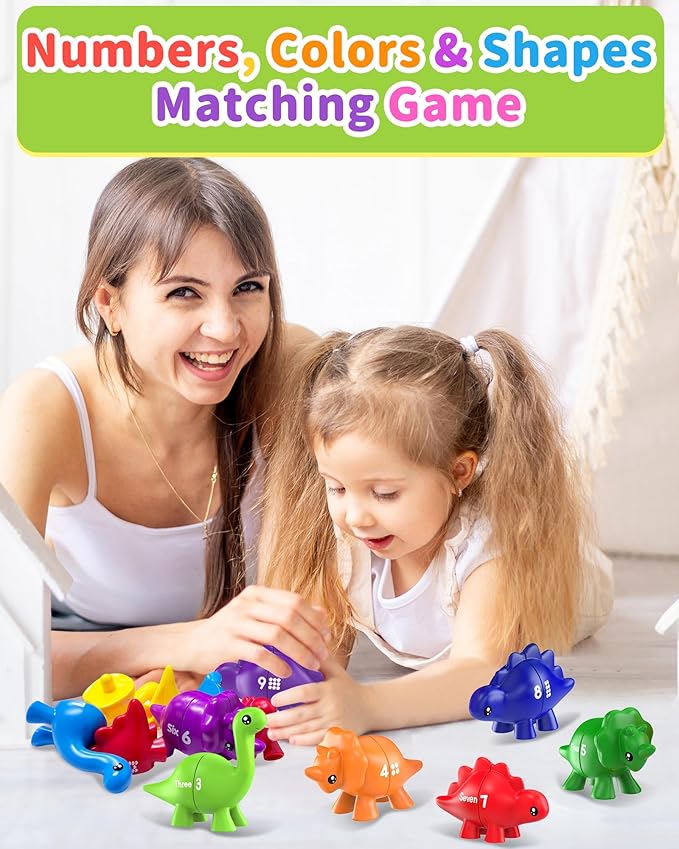 Number Dinosaur Toys for Kids 3-5, Montessori Educational Toys for 3 4 5 Year Old Boy Girl Gifts, Preschool Learning Activities Toddler Dino Toy, Double Sided Dinosaurs Numbers Matching Game