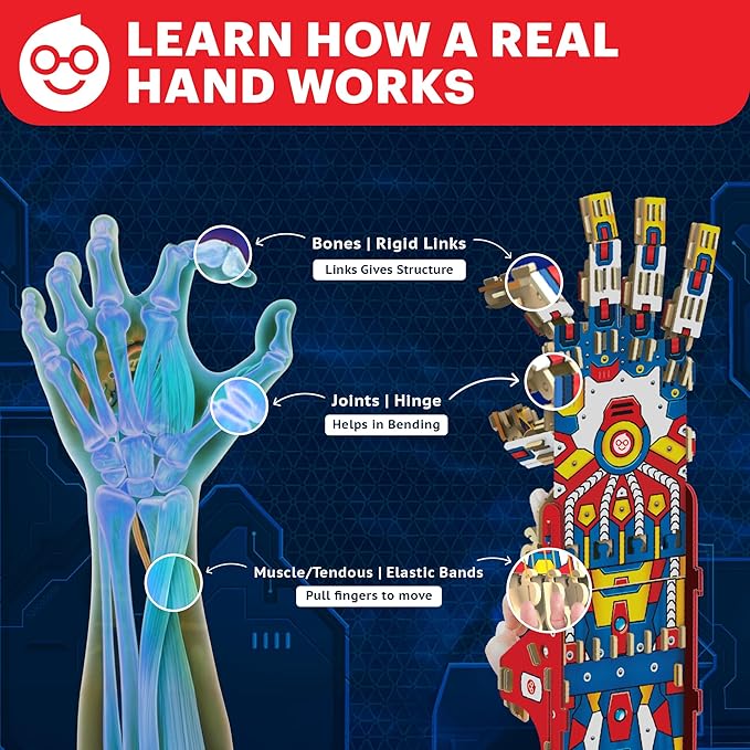 Doctor Jupiter Robotic Hand STEM Kit for Kids Ages 8+ | Birthday Gift Ideas for Boys & Girls | Cyborg Hand, Engineering Kit Toy for 8, 9, 10, 11, 12, 13, 14 Years Olds