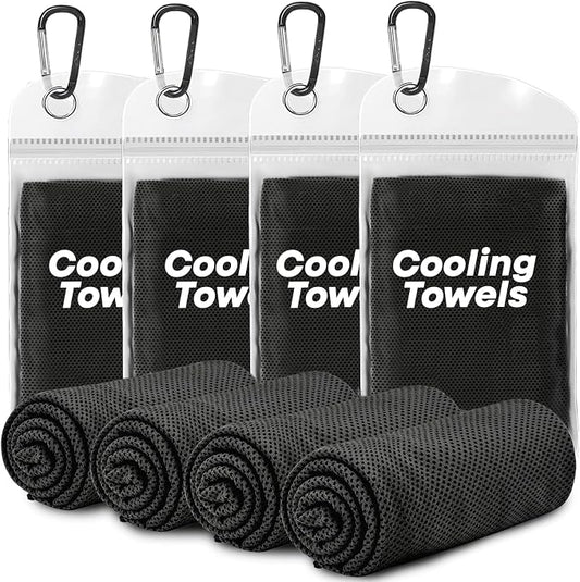 4 Pack Cooling Towels (40"x 12"), Soft Breathable Gym Towels, Outdoors Ice Towel for Neck and Face, Camp Essentials Microfiber Sweat Towels for Gym, Run, Yoga, Workout, Travel, Climb