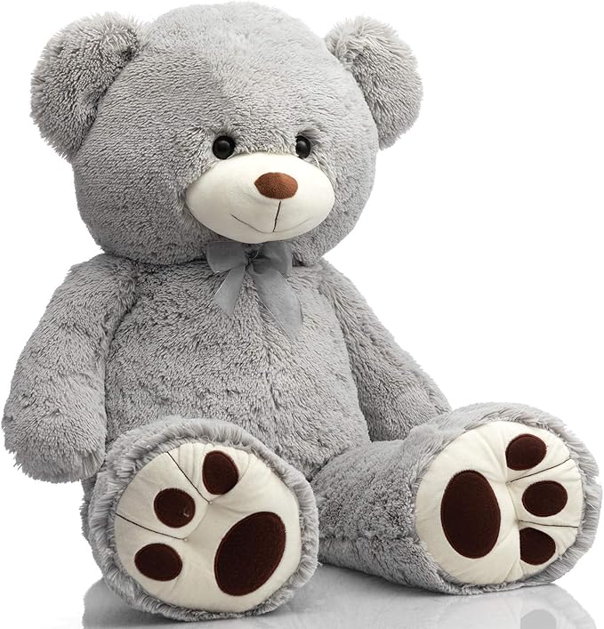 HollyHOME Teddy Bear Stuffed Animal Plush Giant Teddy Bears with Footprints Big Bear 36 inch Gray