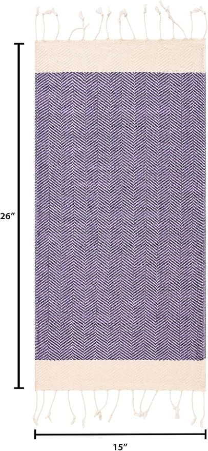 BAY LAUREL Turkish Hand Towel – Pack of 2 | Soft & Absorbent Decorative Towels for Bathroom, Hand, Face, Hair, Gym, Yoga, SPA, Kitchen & Tea | Boho Decor (Purple, Herringbone 15x26 Inches (Set of 2)