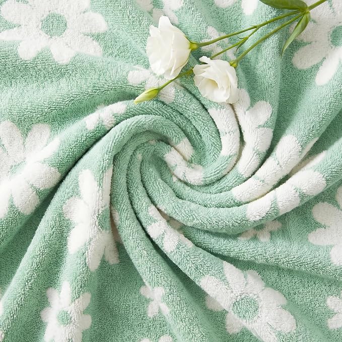 Soft Throw Blanket for Couch-Cozy Reversible Knitted Blankets | Lightweight Warm Fluffy Decor for Women, Mom, Her & Girls, Sofa, Chair, Bed, 50x70in,Daisy Floral Green