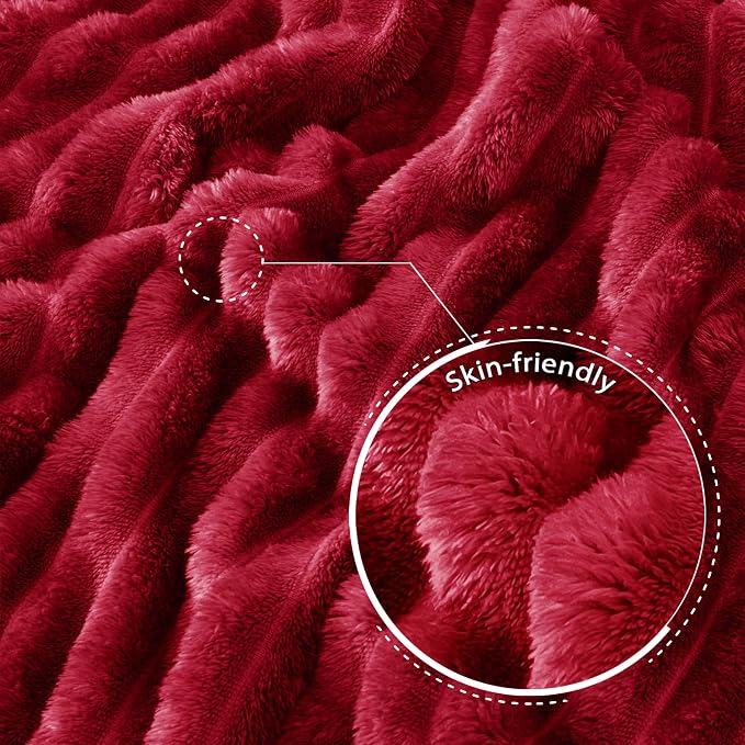 Exclusivo Mezcla Striped Fleece Throw Blanket for Couch, Sofa, Bed, 50"x60" | Soft Breathable Cozy Bed Blankets, Lightweight Plush Fluffy Fuzzy Jacquard Decorative Blankets