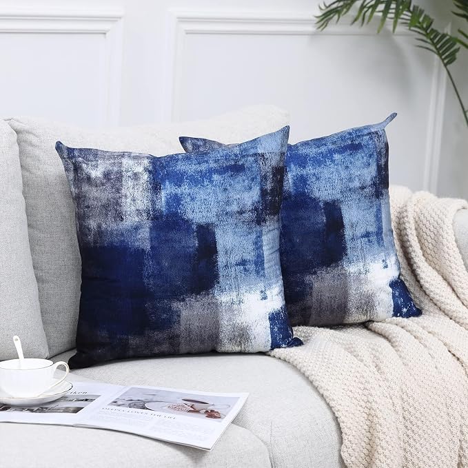 Throw Pillow Covers for Couch, 26x26 Inch, 2 Pack, Blue | Decorative Throw Pillow Covers Cushion Covers for Couch Bedroom Sofa Living Room