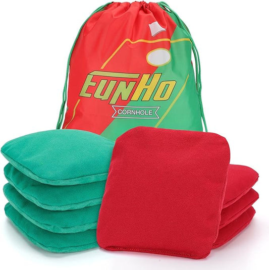 EunHo Regulation Cornhole Bags Set of 8 - Dual Sided Slick and Stick Cornhole Bean Bags for Tossing Game Professional All Weather Pro Corn Hole Bags with Tote Bag