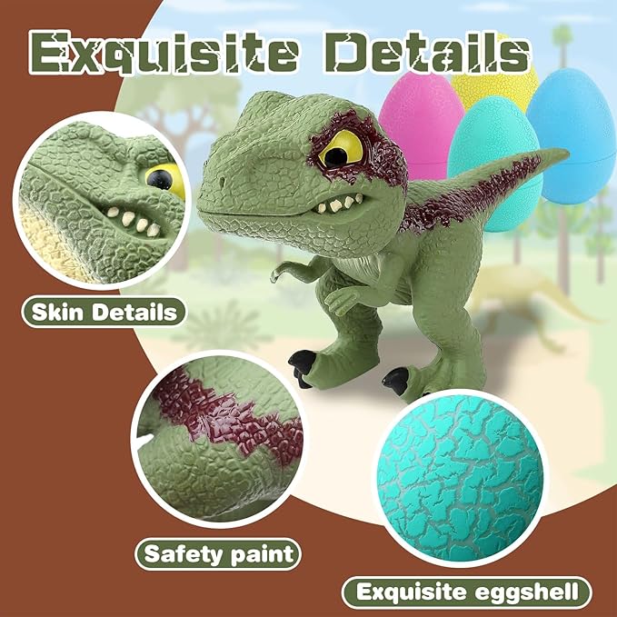 5.12" Dinosaur Egg Toy 4Pack, Exquisitely Carved Dinosaur Figures, Easter Eggs, Suitable for Boys and Girls