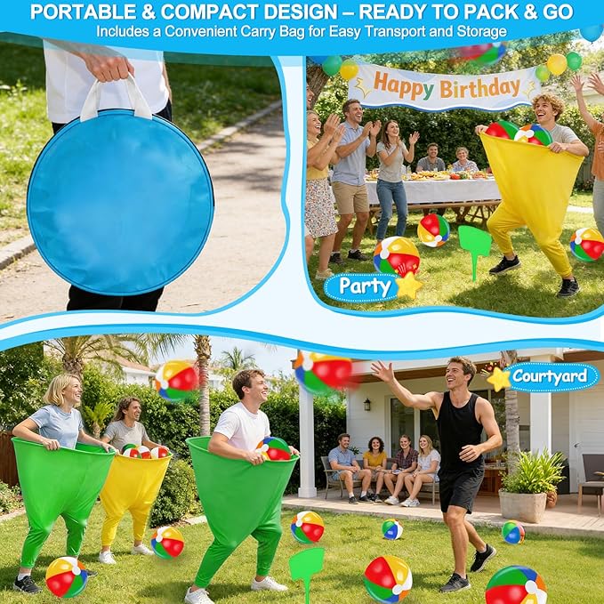 Granny Pants Yard Game, Granny Pants Party Game with Oversized Pants Bouncy Balls Ground Stakes Storage Bag and Air Pumps, Outdoor Tossing Games for Adults Family Carnival Party Reunion Gathering