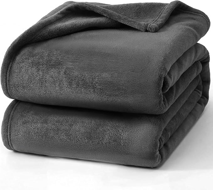 Hansleep Throw Dark Grey Fleece Blanket, Soft Flannel Bed Blanket | Fuzzy Cozy Blanket 50x60 Inches, Multi-use for Bed, Sofa, Couch, Travel, Camping, All Season Warm Lightweight Cover