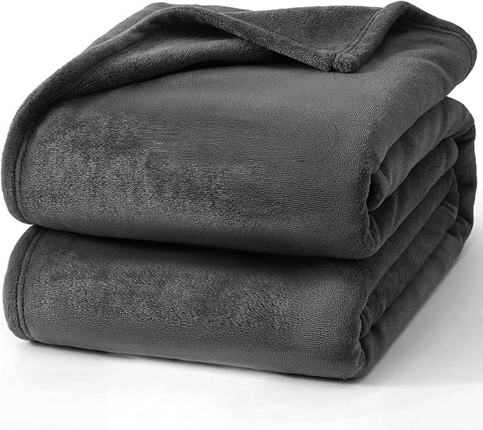 Hansleep Twin Dark Grey Fleece Blanket, Soft Flannel Bed Blanket | Fuzzy Cozy Blanket 60x80 Inches, Multi-use for Bed, Sofa, Couch, Travel, Camping, All Season Warm Lightweight Cover