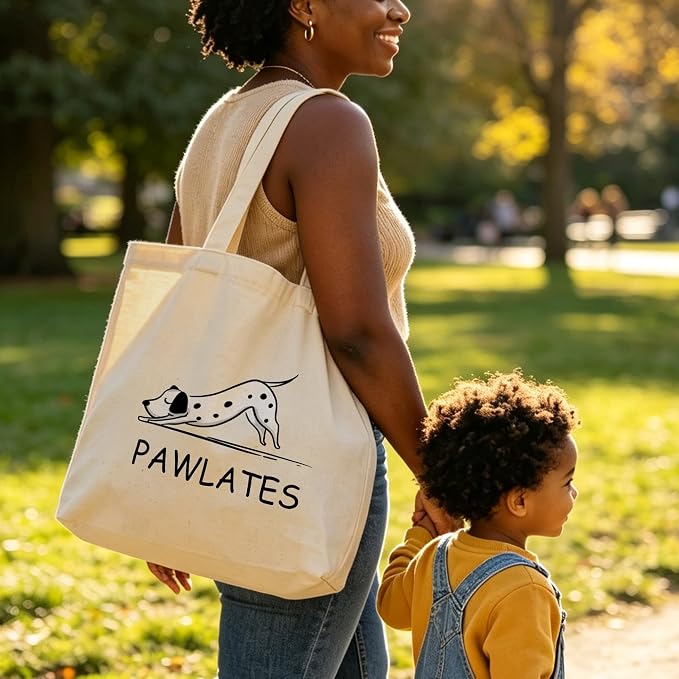 Pilates Canvas Tote Bag for Women Shopping Work Travel with Inner Pocket